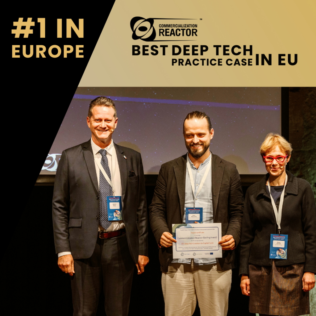 Commercialization Reactor Nr.1 in Europe Best Deep Tech Practice Case. Best Deep-Tech Program in Europe