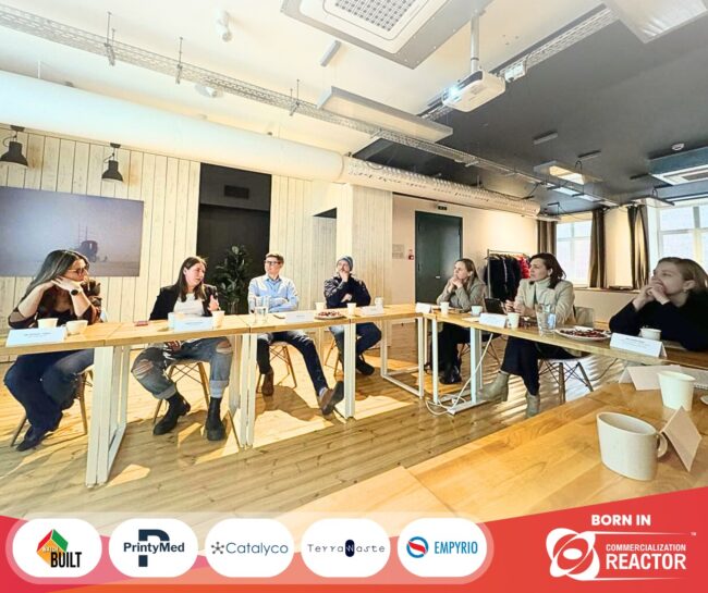 Commercialization Reactor Deep-tech Startups and Advisers to the President of Latvia Commercialization Reactor Deep-tech Startups having an active discussion with Advisers to the President of Latvia